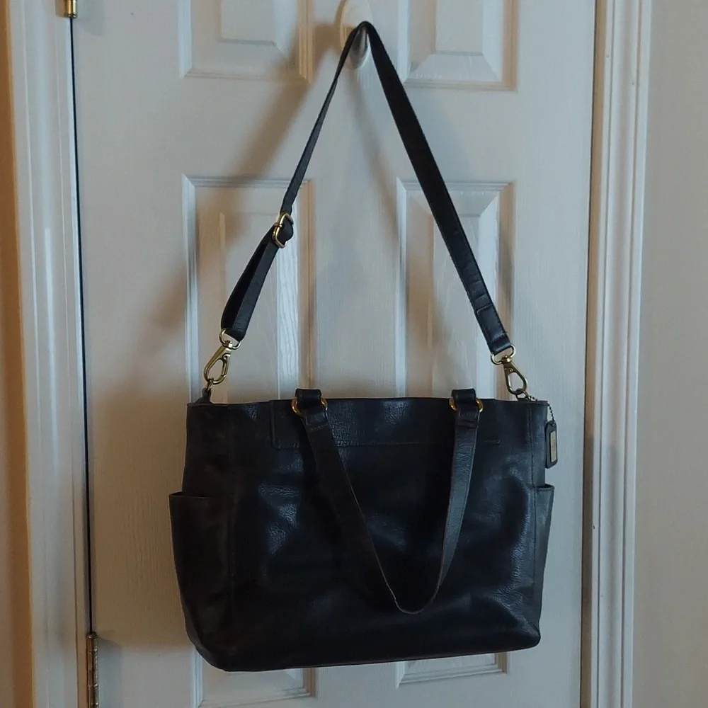 Y2K FOSSIL PEBBLE LEATHER MESSENGER EXECUTIVE BAG BLACK ISSUE NO. 1954 - EUC!